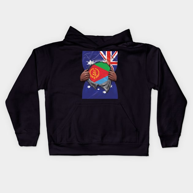 Eritrea Flag Australian Flag Ripped Open - Gift for Eritrean From Eritrea Kids Hoodie by Country Flags